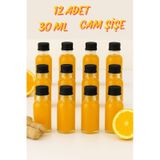 Rotanev 12 Adet Şeffaf Cam Shot Şişesi Sızdırmaz Siyah Plastik Kapaklı Kolonya Koku Süs Çok Amaçlı Şişe 30ml