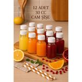 Rotanev 12 Adet Şeffaf Cam Şişesi Sızdırmaz Beyaz Plastik Kapaklı Kolonya Koku Süs Çok Amaçlı Şişe 30ML
