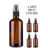 Rotanev 4 Adet 100 ml Amber Kapaklı Siyah Sprey 100 Cc Fısfıs Kolonya Dezenfektan Kahverengi Cam Şişe