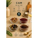 Rotanev 4 Adet Astello Çok Amaçlı Cam Kase Çerezlik Kahvaltılık Set Yuvarlak Sunumluk 10 cm