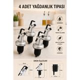 Rotanev 4 Adet Sızdırmaz Kilit Sistemli Yağdanlık Tıpası – Damlatmaz Kapaklı Şişe Yağdanlık Ucu Tıpa Yağ Şişesi Başlığı