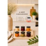 Rotanev 6 Adet 40 ml Siyah Metal Kapaklı Şeffaf Numune Mama Ek Gıda Şekerleme Reçellik Küçük Cam Kavanoz