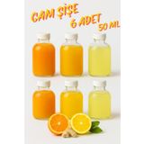 Rotanev 6 Adet Cam 50 ml Mini Shot Ginger Detox Şişe Plastik Sızdırmaz Kapaklı Kolonya Koku Süs Küçük Şişe