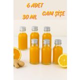 Rotanev 6 Adet Şeffaf Cam Shot Şişesi Sızdırmaz Gümüş Metal Kapaklı Kolonya Koku Süs Çok Amaçlı Şişe 30ml