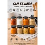 Rotanev 8 Adet 190 ml Metal Kapaklı Cam Kavanoz Seti | Reçel, Sos, Baharat ve Gıda Saklama Kabı