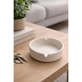 Rotanev Mat Seramik Kül Tablası Sade Yuvarlak Kül Tabağı Küllük 10 cm (Beyaz)