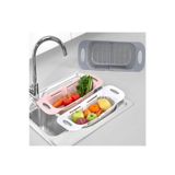Rotanev Sürgülü Ayarlanabilir Pratik Lavabo Süzgeci, Ayarlı Evye, Meyve Sebze Salata Yıkama Süzgeci 3 RENK