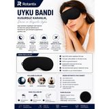 Rotantix Uyku Bandı Uyku Gözlüğü Yıkanabilir Uyku Bandı Göz Bandı Maskesi Işık Önleyici Gözlük Maske Bant - Siyah - Tek Ebat