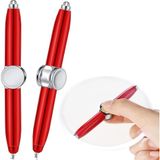 Rotasyonlu Çok Fonksiyonlu Kalem - LED Işık ve Döner Gyro Özelliği - Şık Kalem, Metal Kalem, Pratik Kalem - 10.5 cm - 5 Renk Seçeneği - Metalik Kırmızı