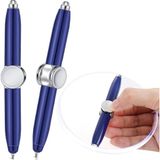 Rotasyonlu Çok Fonksiyonlu Kalem - LED Işık ve Döner Gyro Özelliği - Şık Kalem, Metal Kalem, Pratik Kalem - 10.5 cm - 5 Renk Seçeneği - Metalik Mavi