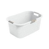 Rotho Country çamaşır sepeti 40 l, plastik (PP) BPA içermez, mistletoe beyaz, 40 l (58,0 x 38,9 x 25,1 cm)