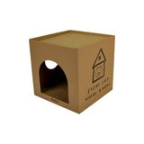 Rotipet Karton Kedi Evi ve Tırmalama Kutusu 32x32x32 cm –Çift Fonksiyonlu Kedi Evi ve Tırmalaması