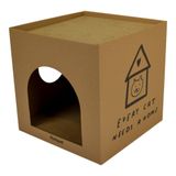 Rotipet Karton Kedi Evi ve Tırmalama Kutusu, Çift Fonksiyonlu, 32x32x32 cm, Kedi Tırmalama ve Dinlenme Alanı