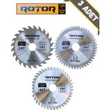 Rotor 3'lü Disk Seti 125X22,23 Daire Testere Ahşap Kesme Set 3 Parça - Sarı