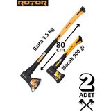 Rotor Fiber Saplı 1500Gr+900Gr 2’Li Balta Nacak Seti