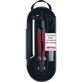 Rotring 16 cm Çift Kırma Ayaklı Pergel 4 Parça Set Kırmızı ve Siyah Renk ile Pratik Çizim Aracı S0676560
