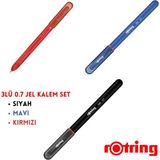 Rotring Jel Kalem 0.7 mm 3 Renk 3lü Set Siyah Mavi Kırmızı - diğer