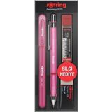 Rotring Visuclick Versatil Kalem + Jel Tükenmez Kalem Uç + Silgi Okul Seti 0.5 Mm Pembe