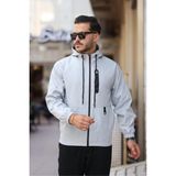 Rotta Fermuar Detaylı Cepli Su Itici Slim Fit Erkek Yağmurluk Mont - Gri