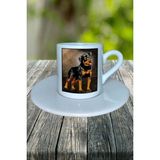Rottweiler Köpek Baskılı Türk Kahvesi Fincanı Tabaklı Kişiye Özel Model 1