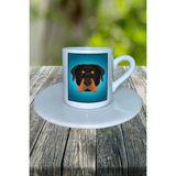 Rottweiler Köpek Baskılı Türk Kahvesi Fincanı Tabaklı Kişiye Özel Model 2