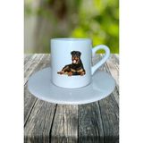 Rottweiler Köpek Baskılı Türk Kahvesi Fincanı Tabaklı Kişiye Özel Model 8