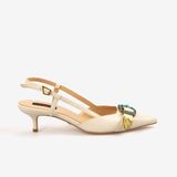 Rouge Kadın Taşlı Toka Detaylı Slingback Sivri Burun 6cm Topuklu Ayakkabı 7124