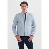 Roul Klasik Fermuarli Regular Fit Erkek Suni Deri Süet Mont - Mavi - 52