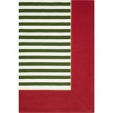 Roumélie Orientale Rouge Elegance Yeşil Beyaz Çizgili ve Kırmızı Bordürlü Altın Renk Işlemeli Masa Örtüsü 260 x 160 cm - Standart