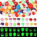 RoundFunny 126 Adet Mini Reçine Mantar Aydınlık Mini Mantar Karanlıkta Parlayan Süsler Minyatür Sevimli Bahçe Aksesuarları Bebek Evi, Akvaryum, Kendin Yap El Sanatları, Parti Dekoru için Mikro Peyzaj