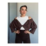 ROUPAS COLLECTİON Düşük Omuz Poplin Bluz