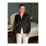 ROUPAS COLLECTİON ipek Saten Kumaş Bel Detay Gömlek