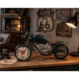 Route 66 Temalı Metal Motosiklet Dekoratif Analog Saat 44 cm | Vintage Tasarım, Eskitme Metal Doku, Masa ve Raf Dekoru, Detaylı Motor Görünümü, Koleksiyon Ürünü