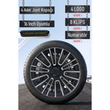 Routicar Nissan Jant Kapağı Seti 4 Adet 16" inç Gri Siyah ( Micra Note Almira Qashqai Juke Primera Sunny ) R054