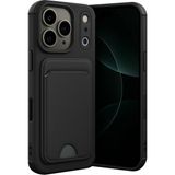 Rova iPhone 17 Pro Uyumlu Kartvizitli Kartlıklı Darbe Korumalı Silikon Kılıf – Siyah