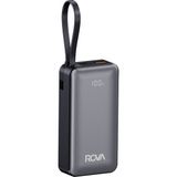 Rova PWS624 10000 Mah 22.5W Süper Hızlı Şarj Destekli Powerbank – Type-C & USB Çıkış, Dahili Type-C ve Lightning Kablo - Siyah