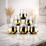 rova tr Amber Serisi Titanyum Kaplama Modern Su Bardağı 6’lı Premium Set - 6 Kişilik-Hediyelik - Altın