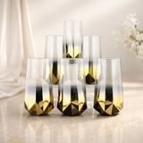 rova tr Amber Serisi Titanyum Kaplama Modern Su Bardağı 6’lı Premium Set - Hediyelik - Altın