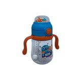 Rovco 260ml Pipetli Sevimli Arkadaşlar Desenli Çıngıraklı Akıllı Pipet Toplu Tritan Su Matarası (Turkuaz-Turuncu)