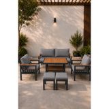 Rovena AREL Balkon Takımı Antrasit Cappuccino Bahçe Takımı 5+1 (Masa 70x110 2 li Koltuk 70x150 Tekli Koltuk 70x70)