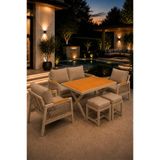 Rovena GARDEN Balkon Takımı, cappuccino Bahçe Takımı 5+1 (Masa 70x110 3lü Koltuk 70x150 Tekli Koltuk 70x70 2 Adet puf )