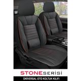 Rover 800 Hatchback 827 Vitesse (Xs) Cat (169 Hp) 1990 Uyumlu Taş Serisi Deri Siyah-Kırmızı Oto Kılıfı Tam Set - Siyah - Kırmızı