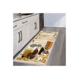 Rovigo Dijital Baskı Yıkanabilir Kaymaz Taban Mutfak Halısı RVG2118, Bej, 50 x 80