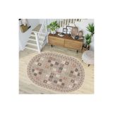 Rovigo Dijital Baskı Yıkanabilir Kaymaz Taban Oval Salon Halısı Rvg7188-ht029, Kahverengi, 100 x 150
