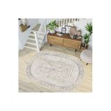 Rovigo Dijital Baskı Yıkanabilir Kaymaz Taban Oval Salon Halısı Rvg7195-ht399, Bej, 100 x 150