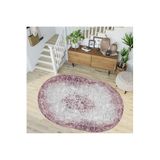 Rovigo Dijital Baskı Yıkanabilir Kaymaz Taban Oval Salon Halısı Rvg7213-ht199, Pembe, 100 x 300