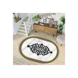 Rovigo Dijital Baskı Yıkanabilir Kaymaz Taban Oval Salon Halısı Rvg7217-sd705, Beyaz, 100 x 300