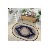 Rovigo Dijital Baskı Yıkanabilir Kaymaz Taban Oval Salon Halısı Rvg7227-ht996, Lacivert, 100 x 200