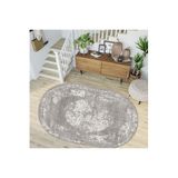 Rovigo Dijital Baskı Yıkanabilir Kaymaz Taban Oval Salon Halısı Rvg7273-sd312, Bej, 100 x 150