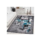 Rovigo Dijital Baskı Yıkanabilir Kaymaz Taban Salon Halısı, Petrol Mavisi, 120 x 180